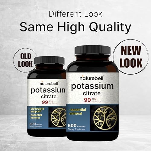 Suplemento de Citrato de Potasio 99mg, 500 Cápsulas | Minerales Quelados – Electrolito Esencial – Sin OGM, Libre de Gluten - imagen 3
