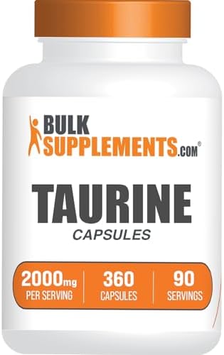 Cápsulas de Taurina BulkSupplements.com - Suplemento de Taurina 2000mg, Aminoácidos para la Salud del Corazón, 4 Cápsulas de 500mg por Porción (360 - imagen 1
