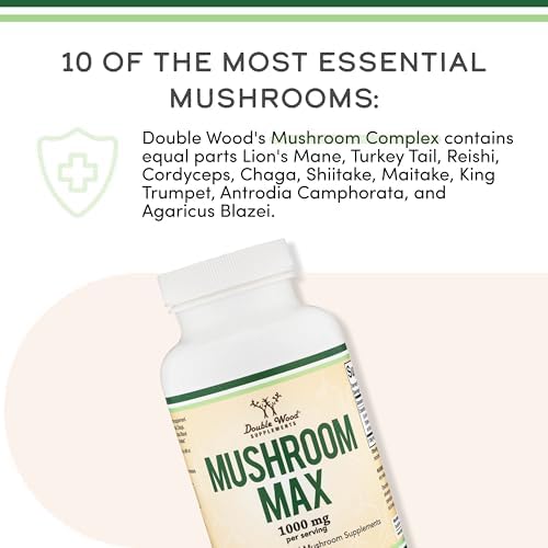 Suplemento de Complejo de Hongos Double Wood Supplements - 1,000mg - 10 Hongos Esenciales (Melena de León, Reishi, Cordyceps y Más), 120 Cápsulas - imagen 5