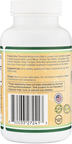 Suplemento de Complejo de Hongos Double Wood Supplements - 1,000mg - 10 Hongos Esenciales (Melena de León, Reishi, Cordyceps y Más), 120 Cápsulas - imagen 6