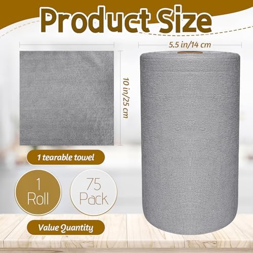 Rollo de 75 Paños de Microfibra OJYUDD, Toallas Reutilizables Desgarrables, Trapos Lavables Ultra Absorbentes para Casa, Auto, Vidrio, Garaje, Cocina - imagen 2