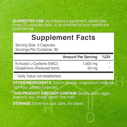 Suplemento NAC DEAL (N-Acetil Cisteína) 1,000mg por porción con Glutatión Reducido, 240 Cápsulas – Soporte Antioxidante para Salud Inmunológica, - imagen 2