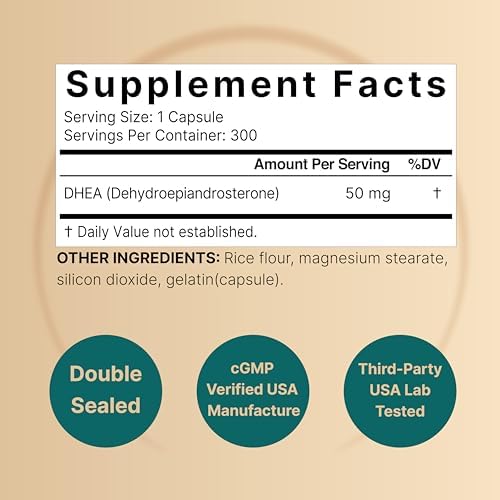 NatureBell DHEA 50mg para Hombres y Mujeres, 300 Cápsulas | Micronizado para Mejor Absorción | Fuente Vegetal | Apoya Energía, Metabolismo y - imagen 2