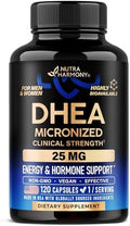Suplemento DHEA 25mg Micronizado para Hombres y Mujeres - Apoyo a la Salud, Equilibrio Hormonal y Energía - 120 Cápsulas Veganas y NO GMO - imagen 1