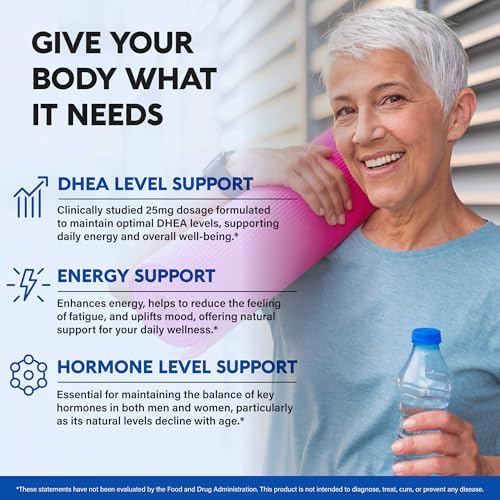 Suplemento DHEA 25mg Micronizado para Hombres y Mujeres - Apoyo a la Salud, Equilibrio Hormonal y Energía - 120 Cápsulas Veganas y NO GMO - imagen 3