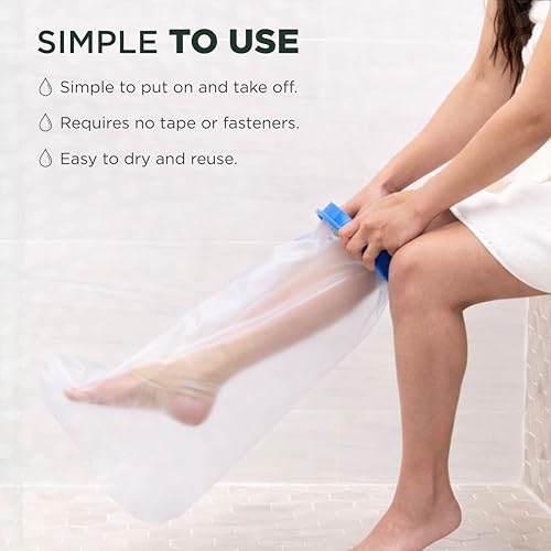 Cubiertas Impermeables para Yeso de Adultos para Ducha, Reutilizables de 28 de Largo, Fáciles de Usar, Bolsa para Pie y Pierna Post Cirugía - imagen 5