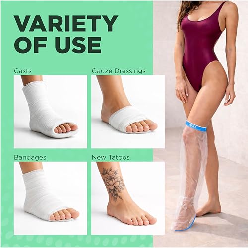 Cubiertas Impermeables para Yeso de Adultos para Ducha, Reutilizables de 28 de Largo, Fáciles de Usar, Bolsa para Pie y Pierna Post Cirugía - imagen 8