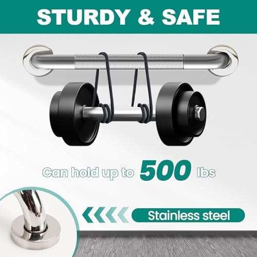 Juego de 2 barras de agarre de 16 pulgadas para bañeras y duchas, barras de seguridad para baño, soportan hasta 500 lbs, acero inoxidable, - imagen 3