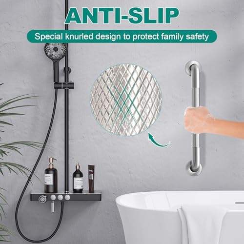 Juego de 2 barras de agarre de 16 pulgadas para bañeras y duchas, barras de seguridad para baño, soportan hasta 500 lbs, acero inoxidable, - imagen 4