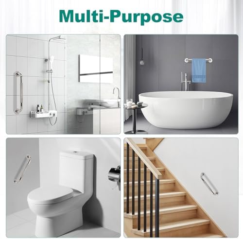 Juego de 2 barras de agarre de 16 pulgadas para bañeras y duchas, barras de seguridad para baño, soportan hasta 500 lbs, acero inoxidable, - imagen 7