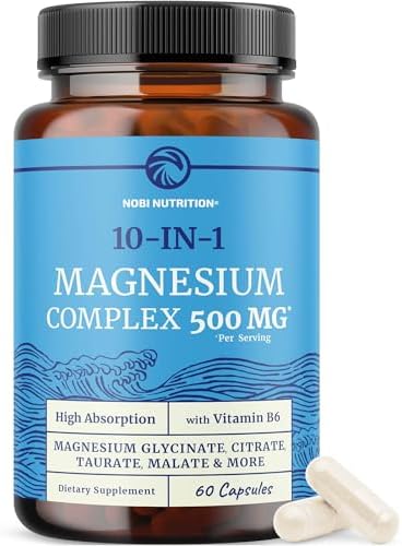 Suplemento Complejo de Magnesio 10 en 1 500MG | Citrato de Magnesio, Mag Glicinato, Malato y Más | Alta Absorción con Vitamina B6 | Soporte para - imagen 1