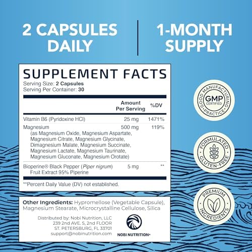 Suplemento Complejo de Magnesio 10 en 1 500MG | Citrato de Magnesio, Mag Glicinato, Malato y Más | Alta Absorción con Vitamina B6 | Soporte para - imagen 6