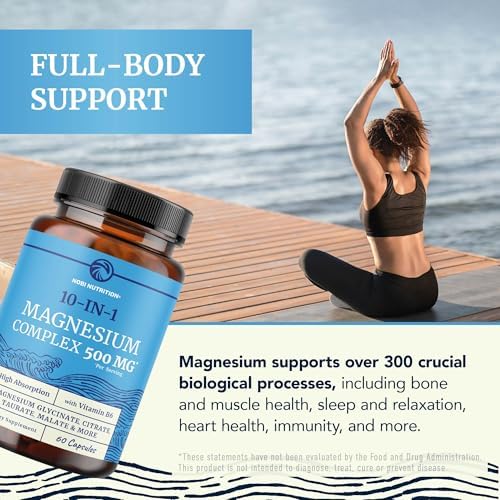 Suplemento Complejo de Magnesio 10 en 1 500MG | Citrato de Magnesio, Mag Glicinato, Malato y Más | Alta Absorción con Vitamina B6 | Soporte para - imagen 7