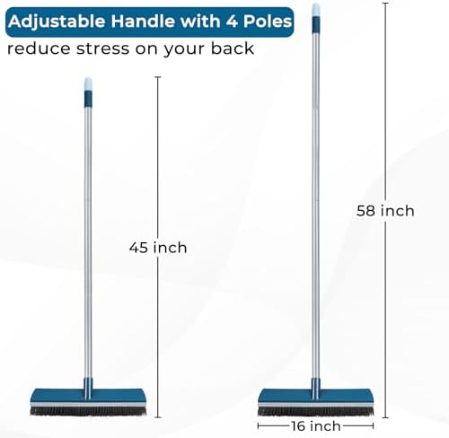 Escoba de 16 Pulgadas para Exterior con Raspador de Goma y Mango de 58, Escoba Comercial 2 en 1 con Cerdas Duras para Limpiar Patio, Garage y Concreto - imagen 6