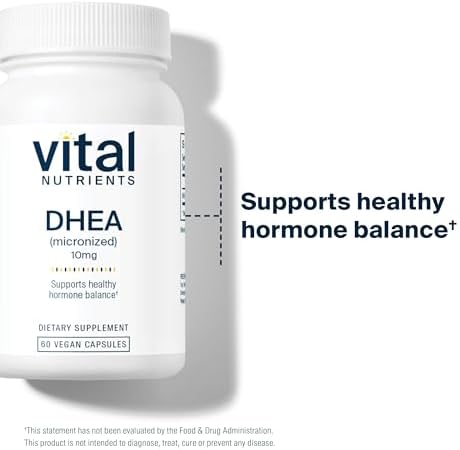 Vital Nutrients DHEA 10mg - Suplemento Vegano Micronizado para Hombres y Mujeres - Apoya el Equilibrio Hormonal y Metabolismo Saludable - 60 Cápsulas - imagen 5