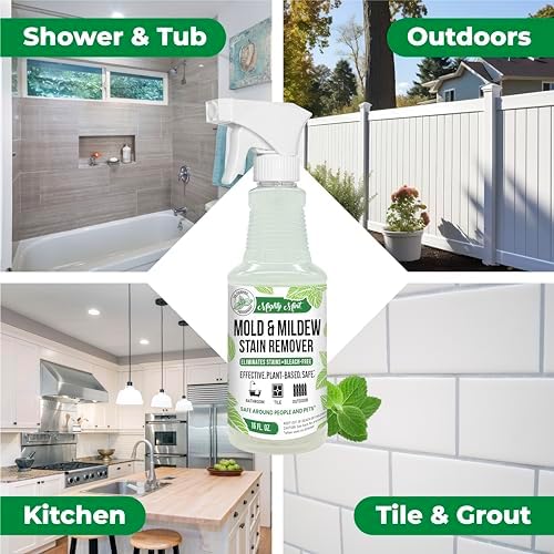 Spray Quitamanchas de Moho y Hongos Mighty Mint, Limpieza Rápida para Baño, Cocina, Agua Dura, Exterior, Aroma Natural a Menta, 16oz - imagen 2