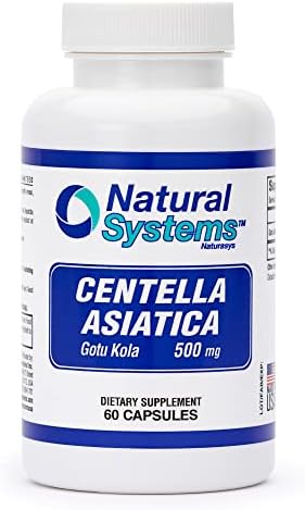 Centella Asiática 500 mg 60 Cápsulas de Natural Systems - Hierba Gotu Kola Hidratante para la Piel - Extracto Beneficioso para Calmar la Mente y el - imagen 1