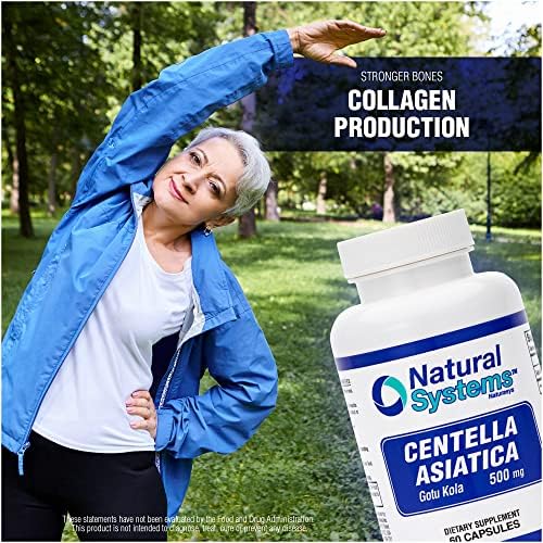 Centella Asiática 500 mg 60 Cápsulas de Natural Systems - Hierba Gotu Kola Hidratante para la Piel - Extracto Beneficioso para Calmar la Mente y el - imagen 3