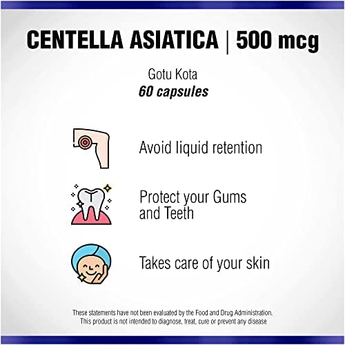 Centella Asiática 500 mg 60 Cápsulas de Natural Systems - Hierba Gotu Kola Hidratante para la Piel - Extracto Beneficioso para Calmar la Mente y el - imagen 4