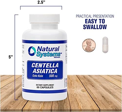 Centella Asiática 500 mg 60 Cápsulas de Natural Systems - Hierba Gotu Kola Hidratante para la Piel - Extracto Beneficioso para Calmar la Mente y el - imagen 6