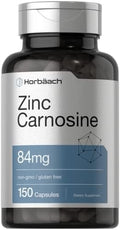 Suplemento de Zinc Carnosina Horbäach | 84 mg por Cápsula | 150 Cápsulas | Sin OGM y Libre de Gluten - imagen 1