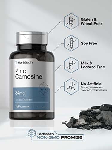 Suplemento de Zinc Carnosina Horbäach | 84 mg por Cápsula | 150 Cápsulas | Sin OGM y Libre de Gluten - imagen 4