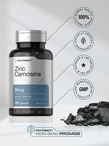 Suplemento de Zinc Carnosina Horbäach | 84 mg por Cápsula | 150 Cápsulas | Sin OGM y Libre de Gluten - imagen 5