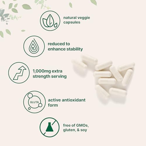 Micro Ingredients Glutatión 1,000mg, 120 Cápsulas Veganas | Suplemento Antioxidante Extra Fuerte para Salud Hepática e Inmunidad | Sin OGM, Sin - imagen 3
