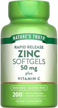 Suplemento de Zinc 50mg de Nature's Truth | con Vitamina C | 200 Cápsulas Blandas Líquidas | Sin OGM y Sin Gluten - imagen 1