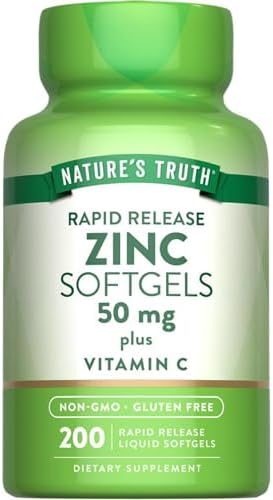 Suplemento de Zinc 50mg de Nature's Truth | con Vitamina C | 200 Cápsulas Blandas Líquidas | Sin OGM y Sin Gluten - imagen 1