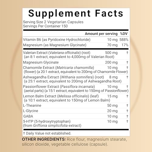NatureBell Raíz de Valeriana para Dormir, 300 Cápsulas Vegetales con Magnesio, Manzanilla, Pasiflora, Melisa, Ashwagandha y Más – Suplemento para - imagen 2