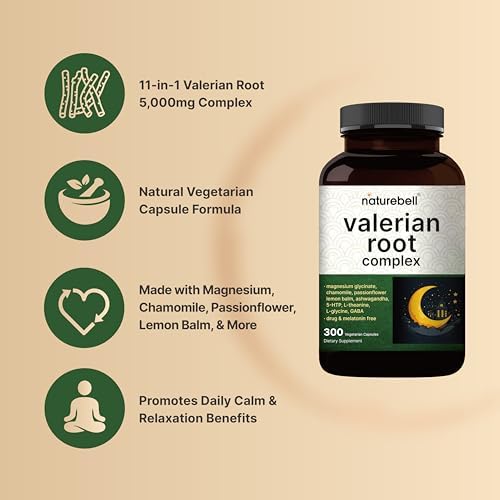 NatureBell Raíz de Valeriana para Dormir, 300 Cápsulas Vegetales con Magnesio, Manzanilla, Pasiflora, Melisa, Ashwagandha y Más – Suplemento para - imagen 3