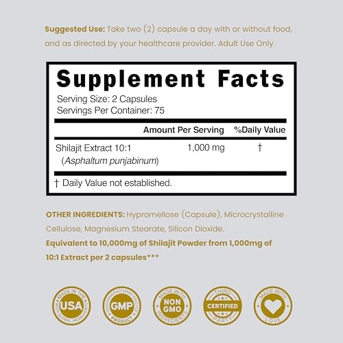 Cápsulas de Shilajit con 85+ Minerales Traza (Suministro de 75 Días, 1000mg por Porción) Shilajit Himalayo para Hombres y Mujeres con Ácido Fúlvico - - imagen 6