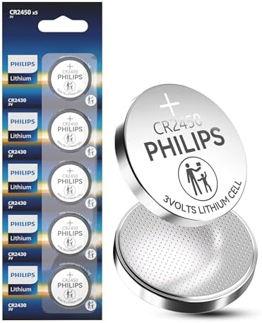 Batería de Botón de Litio Philips CR2450 3V, Paquete de 5, Vida Útil de 10 Años, a Prueba de Fugas, Empaque Resistente a Niños, Compatible con Llave - imagen 1