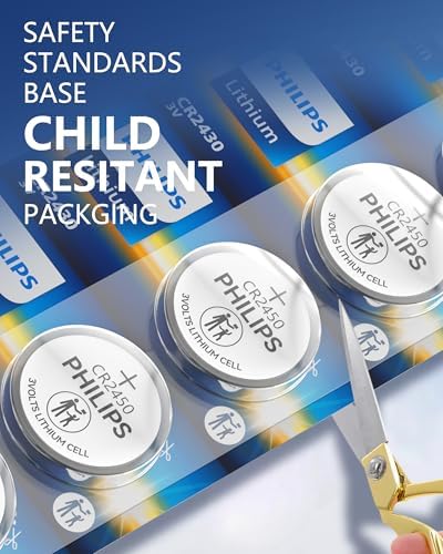 Batería de Botón de Litio Philips CR2450 3V, Paquete de 5, Vida Útil de 10 Años, a Prueba de Fugas, Empaque Resistente a Niños, Compatible con Llave - imagen 2