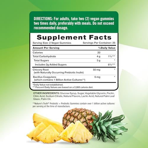Gomitas Probióticas para Adultos Nature's Truth | 50 Piezas | Suplemento Digestivo Vegano, Sin OGM y Libre de Gluten - imagen 2