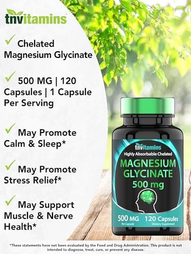 Glicinato de Magnesio 500mg por Cápsula - 120 Cápsulas | Suplemento Chelado para Sueño, Calma, Nervios, Articulaciones y Huesos* | No Transgénico - imagen 3