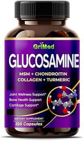 Cápsulas de Glucosamina GriMed con MSM, Condroitina, Colágeno, Cúrcuma, Ácido Hialurónico y Vitamina D3, 150 Contenidos para el Bienestar Articular - imagen 1