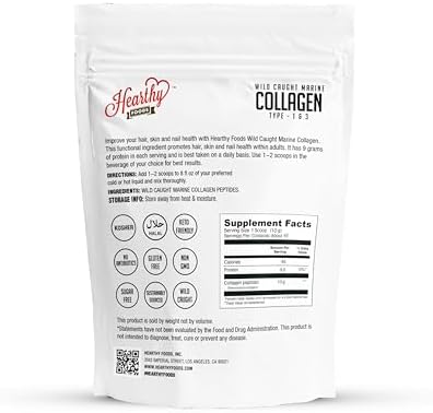 Polvo de Colágeno Marino HEARTHY FOODS 16 Oz - Proveniente de Pescados Silvestres, Amigable para Pescatarianos, Certificado Keto y No-OGM - Fácil de - imagen 2