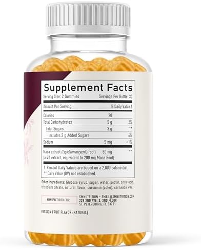 Gomitas de Raíz de Maca | Apoyo a la Energía, Rendimiento y Equilibrio Hormonal | Extracto 4:1 | Sabor Durazno Delicioso | Veganas y No Transgénicas - imagen 3