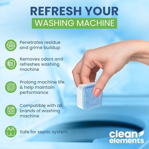 Tabletas Limpiadoras para Lavadoras Clean Elements 24 Piezas – Desincrustante Profundo para Lavadoras HE, de Carga Frontal y Superior – Seguras para - imagen 4