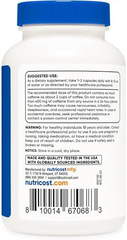 Nutricost Guarana 1000mg, 150 Cápsulas Vegetarianas - Suplemento Energizante Natural de Cafeína Brasileña - imagen 4