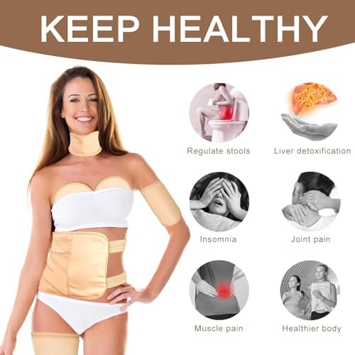 Kit de 6 Paños de Aceite de Ricino de Algodón Orgánico para Desintoxicación del Hígado, Estómago, Cuello y Cuerpo, Reutilizables con Correa - imagen 2