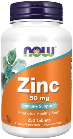 Now Foods Zinc (de 405 mg de Gluconato de Zinc), Blanco, Sin Sabor, Tabletas, 250 Conteo - imagen 1