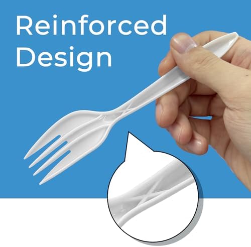 Tenedor desechable de plástico blanco de 700 piezas, peso medio, resistente al calor y libre de BPA, sólido y duradero para fiestas y restaurantes - imagen 3