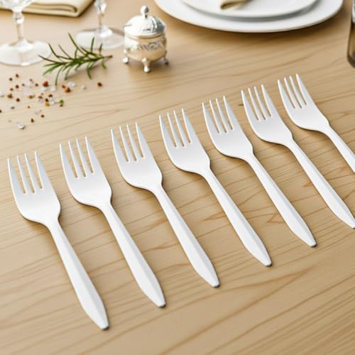 Tenedor desechable de plástico blanco de 700 piezas, peso medio, resistente al calor y libre de BPA, sólido y duradero para fiestas y restaurantes - imagen 5