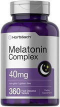 Horbäach Melatonina 40mg Complejo | 360 Tabletas de Disolución Rápida | Suplemento Extra Fuerte para Adultos | con Manzanilla y Ashwagandha | - imagen 1