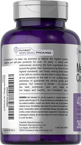 Horbäach Melatonina 40mg Complejo | 360 Tabletas de Disolución Rápida | Suplemento Extra Fuerte para Adultos | con Manzanilla y Ashwagandha | - imagen 3