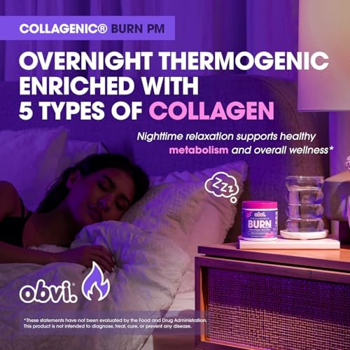 Obvi Collagenic Burn PM | Péptidos de colágeno nocturno para dormir y recuperar | 5 tipos de colágeno + Ashwagandha, GABA y melatonina | Soporte - imagen 2
