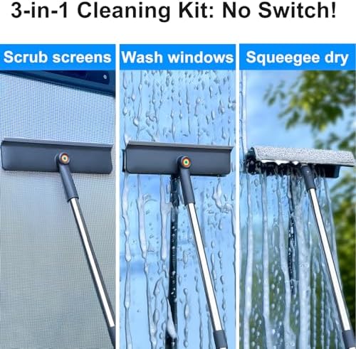 Kit de limpieza de ventanas Purexa 3 en 1 - Limpiador de ventanas de 60 con 3 paños de microfibra y cepillo para pantallas, herramienta ligera y - imagen 2